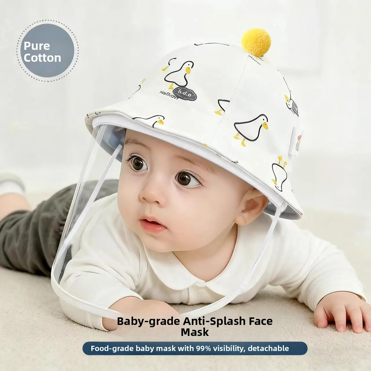 Baby Fisherman Cap Face Covering Vaccination Protection Isolation 0-23 Months Baby Splash Proof Mask Unisex Cotton Casual Hat