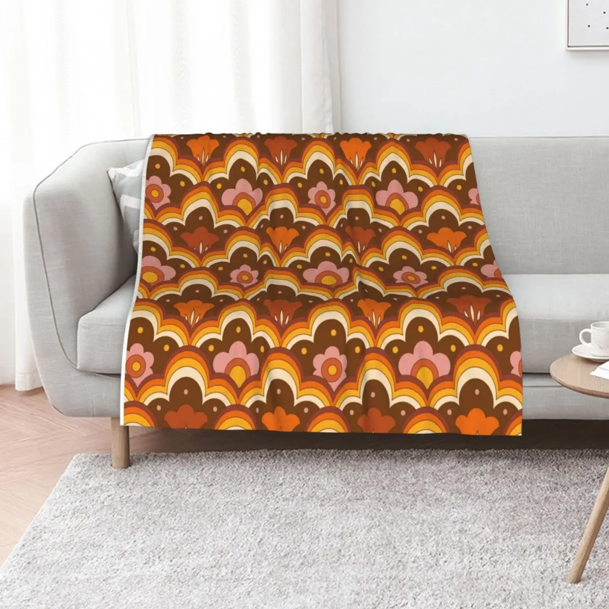 70s 60s retro Psychedelic Flower Power, Floral Pattern Throw Blanket cosplay anime Luxury St Warm decorative Blankets