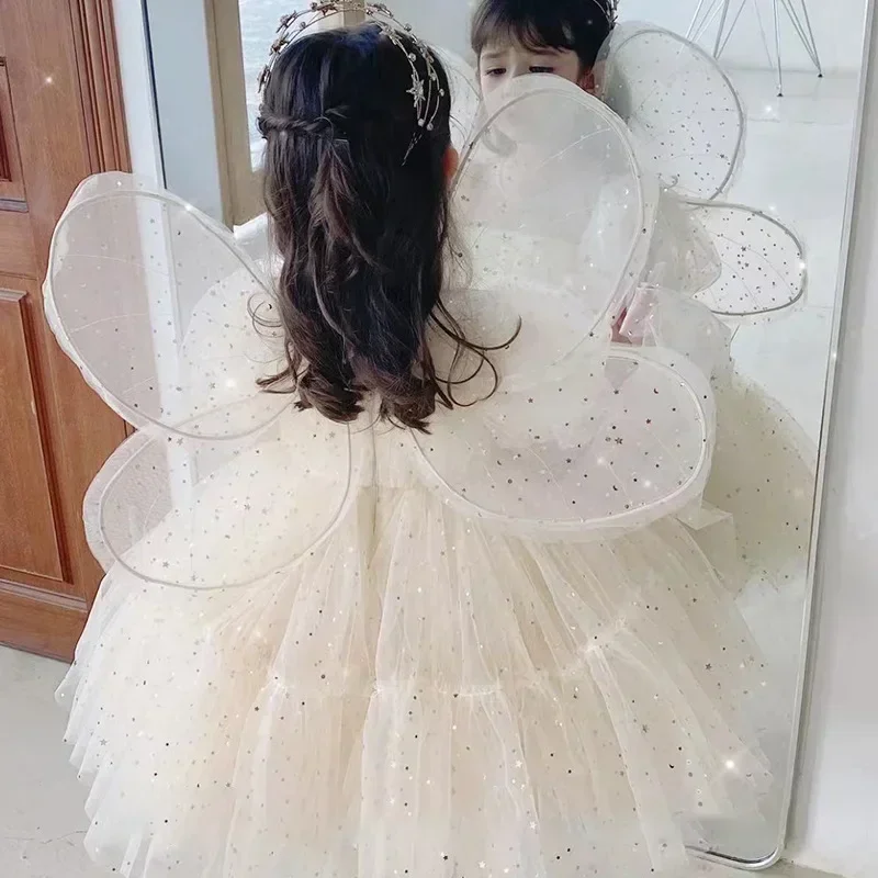 Baby Girls Sequin Tutu Dress Puff Sleeve Princess Dresses Kid Birthday Party Gown Girl Ball Luxury Dress Toddler Baptism Costume