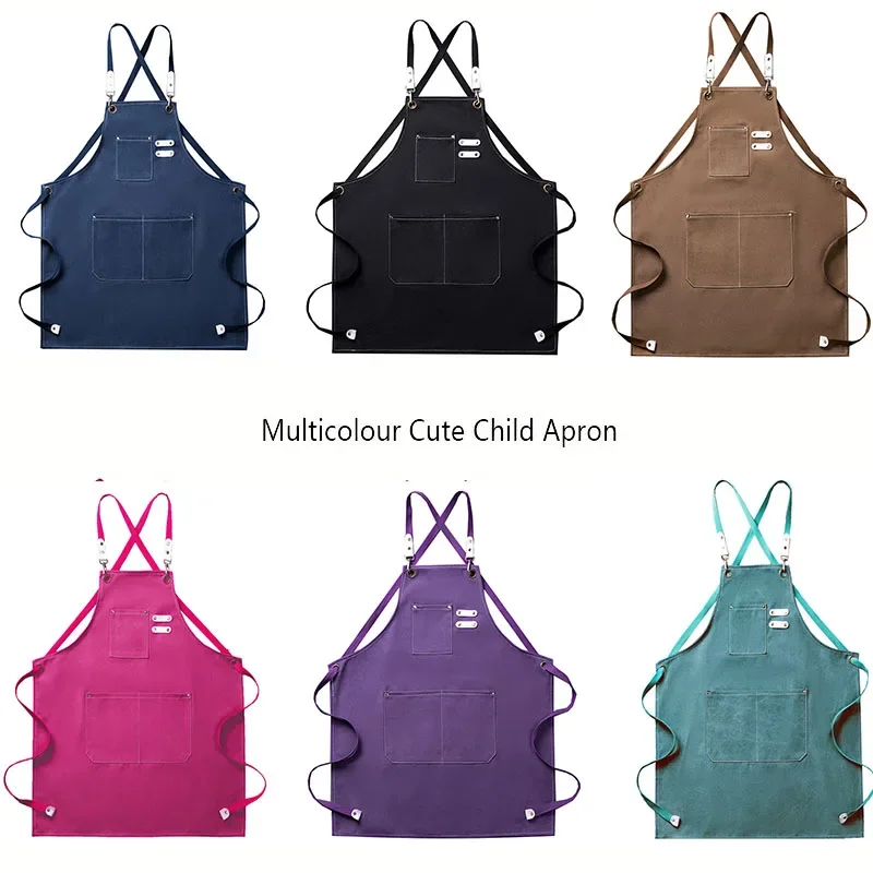 Multicolor Children Aprons With Pocket Children Chef Apron For Boys Girl's Kitchen Cooking Baking Painting Wear Apron