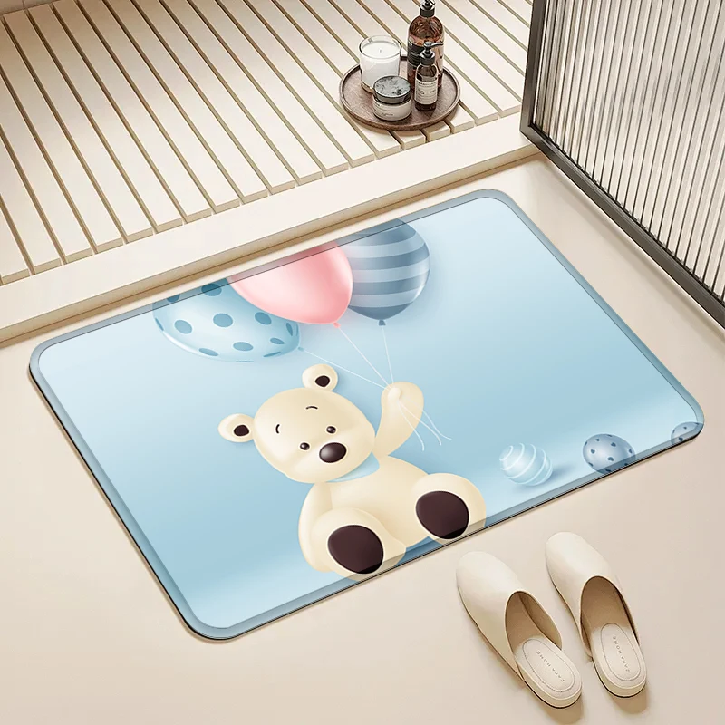 

Teddy Bear Balloon Door Mat Non-Slip Soft Floor Rug for Home Nursery Bathroom Kitchen Decor