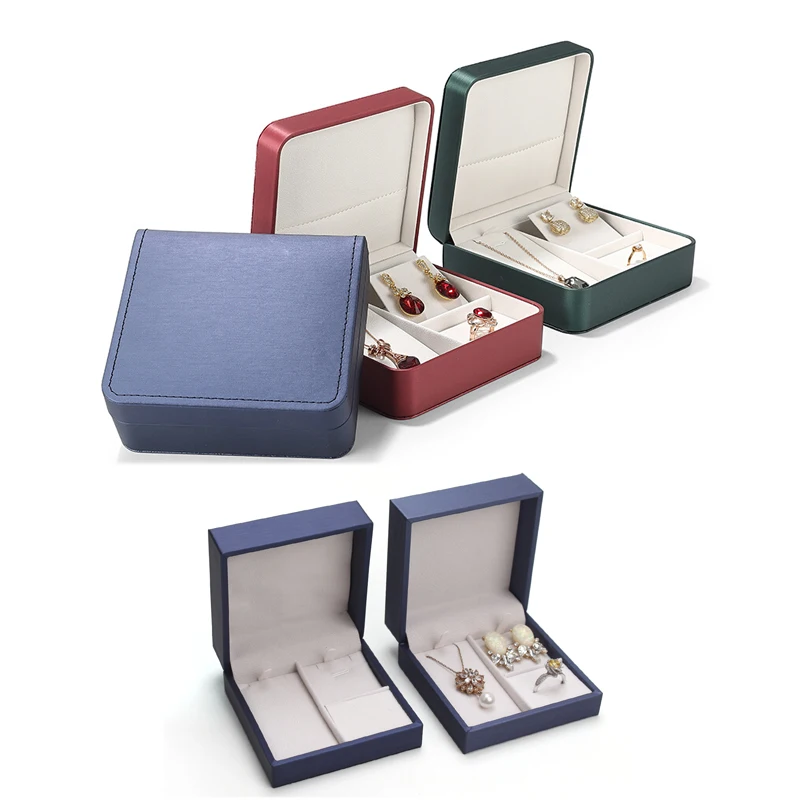 

Легкая роскошная шкатулка для драгоценностей из искусственной кожи, набор из трех золотых коробок для хранения серег, колец, подвесок, упаковочная коробка, подарочная коробка для ювелирных изделий