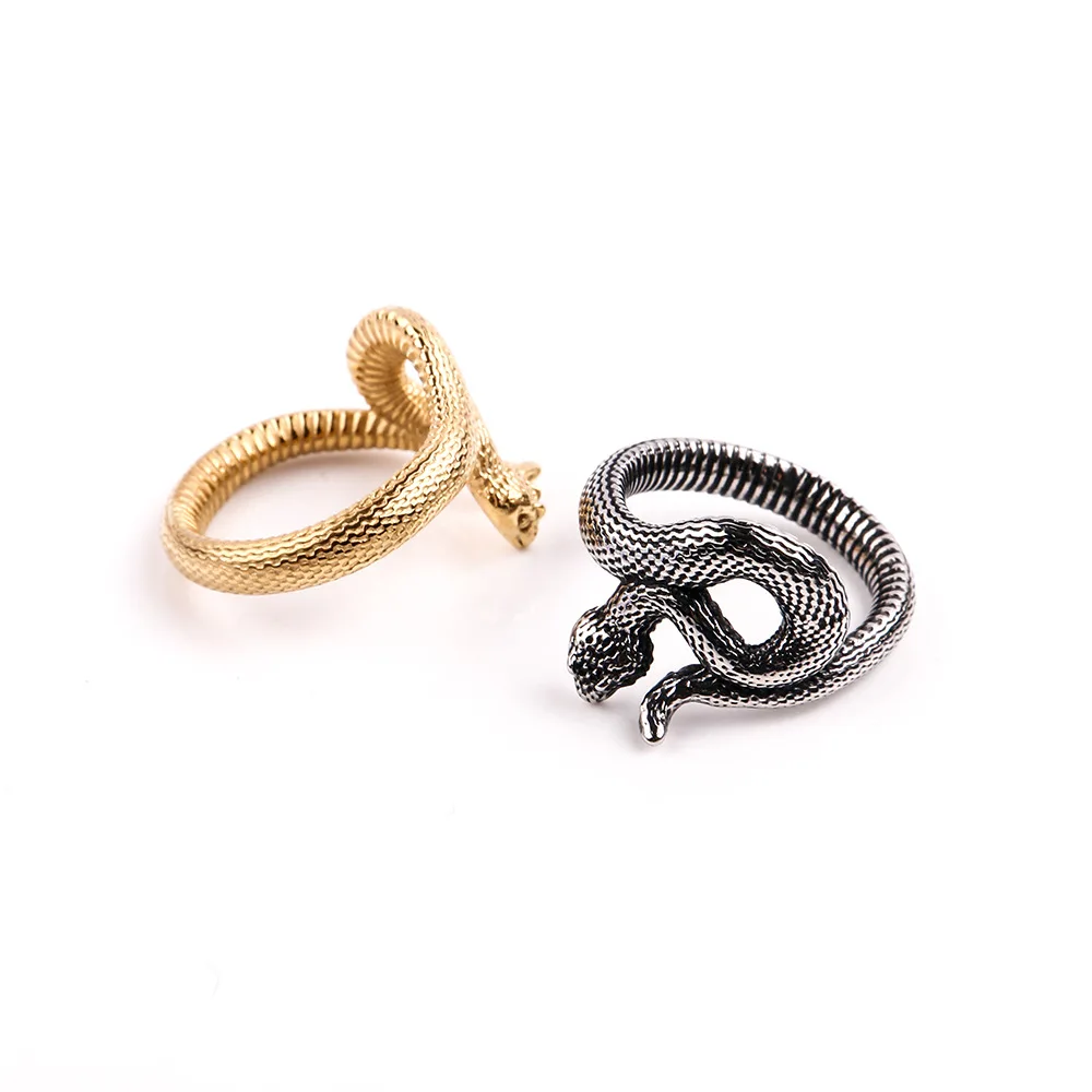 

Vintage Personalized Snake Ring Hip Hop Punk Style Men's Snake Shaped Stainless Steel Rings Sizes 7-12