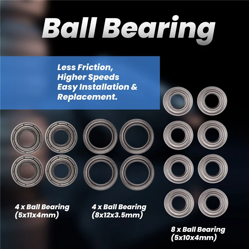 

MYMF-16Pcs Ball Bearing Kit For Tamiya TT02 TT-02 TT02D TT-02D 1/10 RC Car Upgrade Parts Accessories