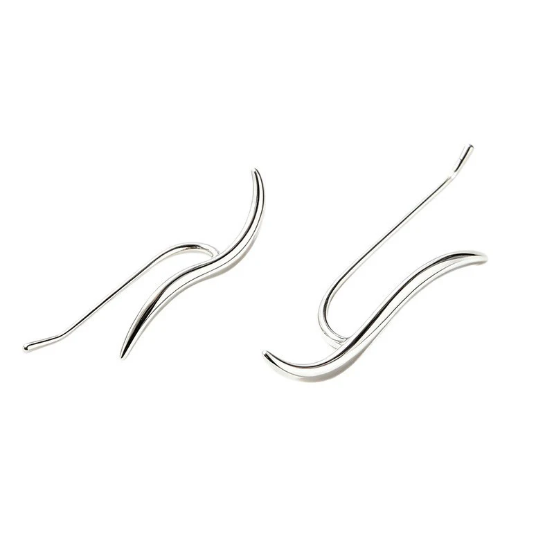 Foxanry Silver Color Wave Stud Earrings For Women Fashion INS Style Minimalist Geometric Design Daily Party Jewelry Gifts Серьги