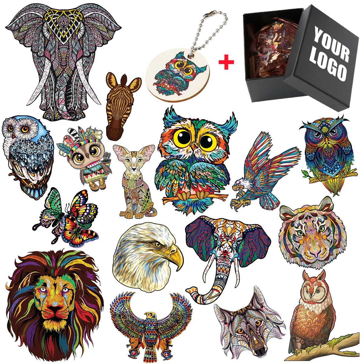 

Superb Elephant Lion Owl 3D Puzzle Elegant Shape Wooden Animal Puzzles For Adults Kids Colorful Intellectual Toy Festival Gifts