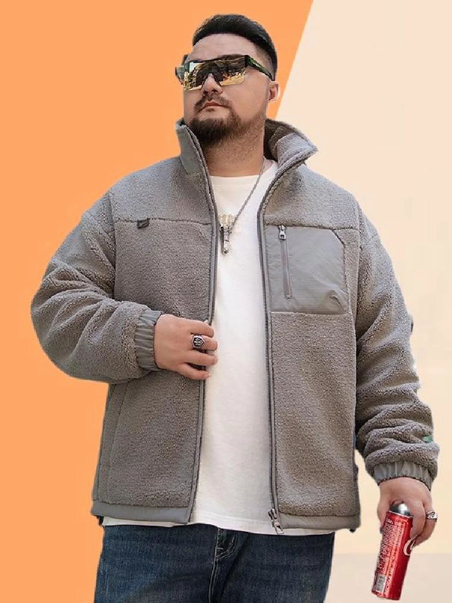 

Мужская зимняя куртка-пуховик больших размеров с воротником-стойкой, утепленная, из полиэфирного волокна, с наполнителем из белого пуха