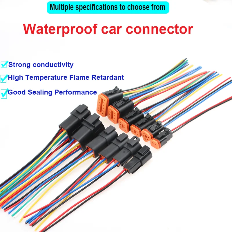1Set Waterproof Automobile Wiring Harness Set 2/3/4/6/8/12 Pin Black Connector 16cm Male Female Plug for Car Electrical Wiring