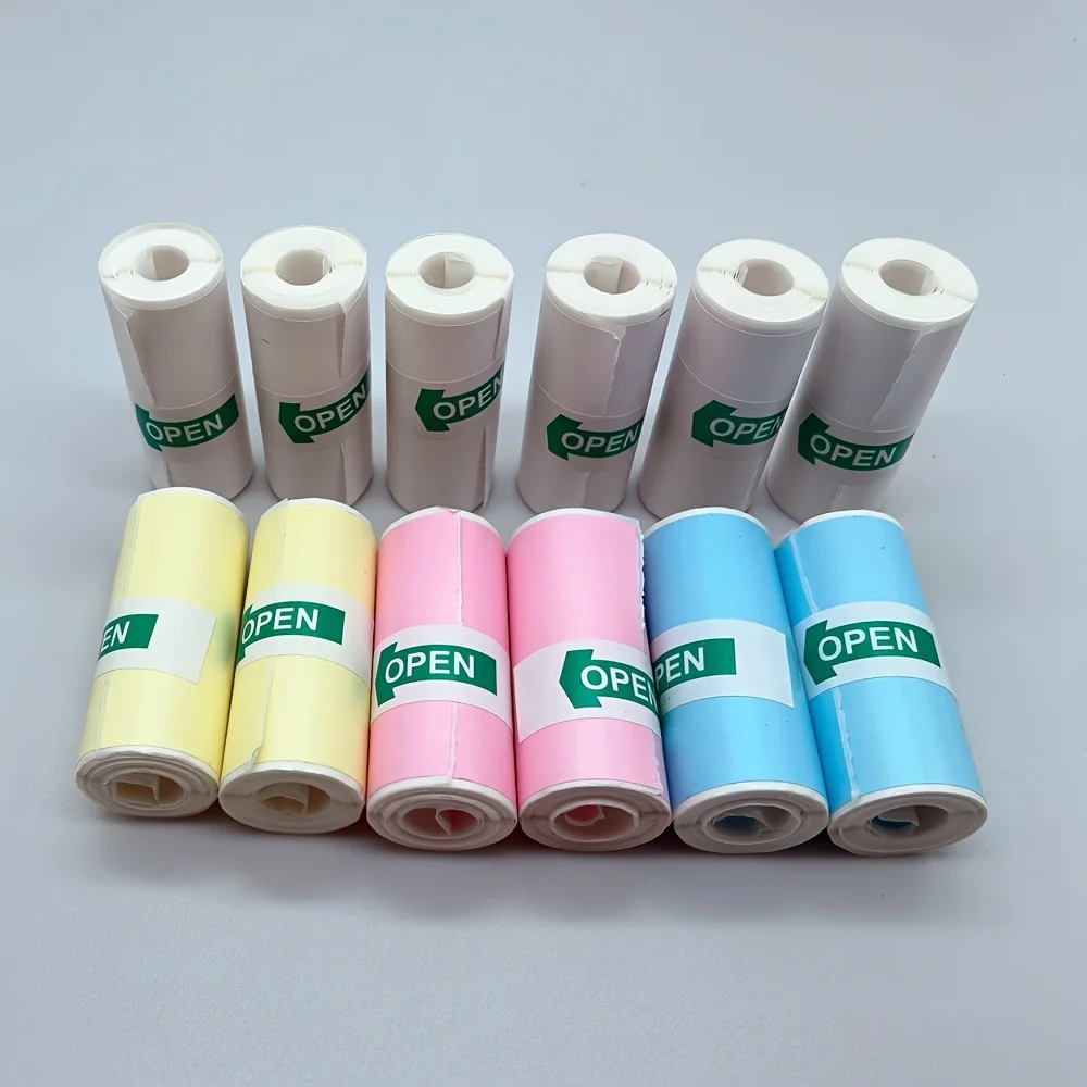 12 Rolls Self-Adhesive Thermal Sticker Paper 57x25mm Matte Biodegradable Refills for Mini Printers & Instant Cameras 70gsm
