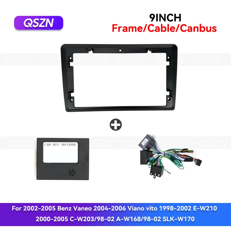 

QSZN 9inch For W209 W203 W168 W463 CLK CL-C 2002-2005 Android Car Radio Fascia Stereo Frame Multimedia Wiring Harness Canbus