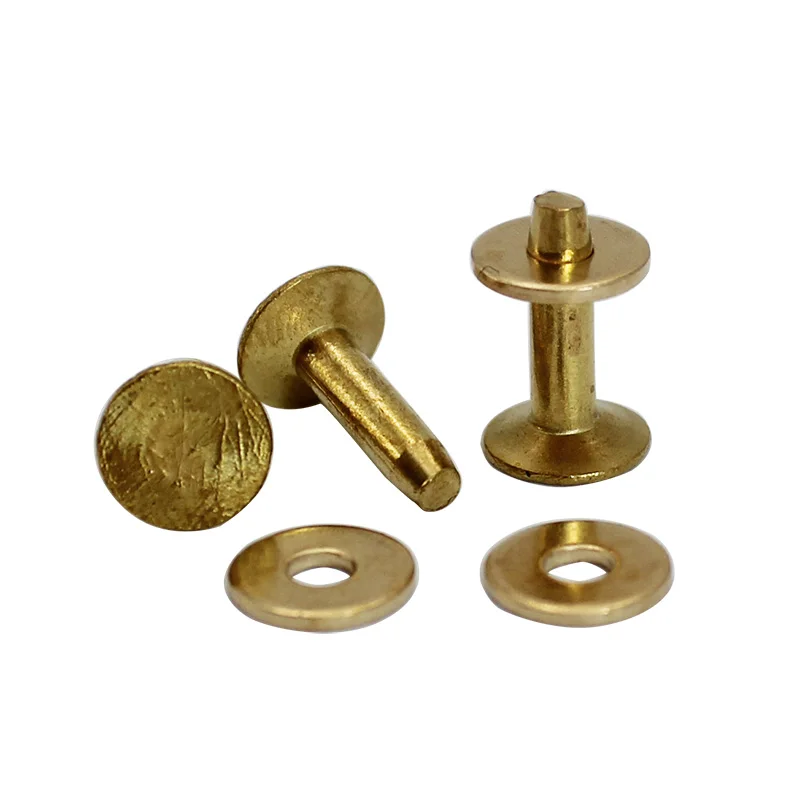 Brass Rivet For Leather With Burrs Washers For DIY Punch For Hole