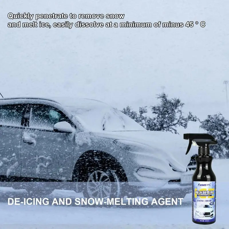 500ml Auto Windshield Deicer Spray Refrigerator Defrost Snow Melting and Deicing Agent Rapid Thawing Glass Freeze Remover, Car