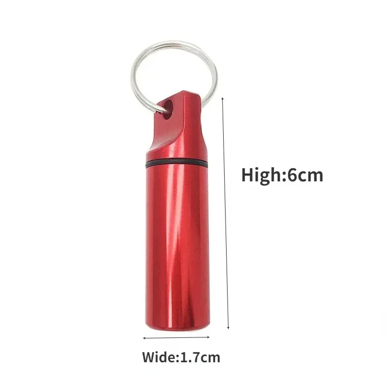 Waterproof Portable Pill Box Cases with Aluminum Sealed Storage Flat Head Round Alloy Cartridge Keychain for Vitamin Fish Oils