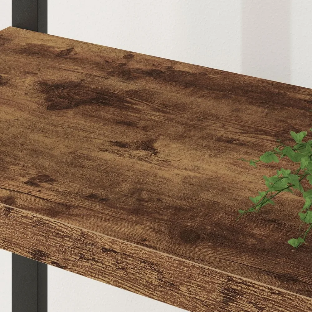 رف تخزين رف كتب عمودي من المعدن والخشب الصناعي مكون من 6 طبقات، خزانة كتب ريفية تعرض Etagere للمكتب المنزلي #6