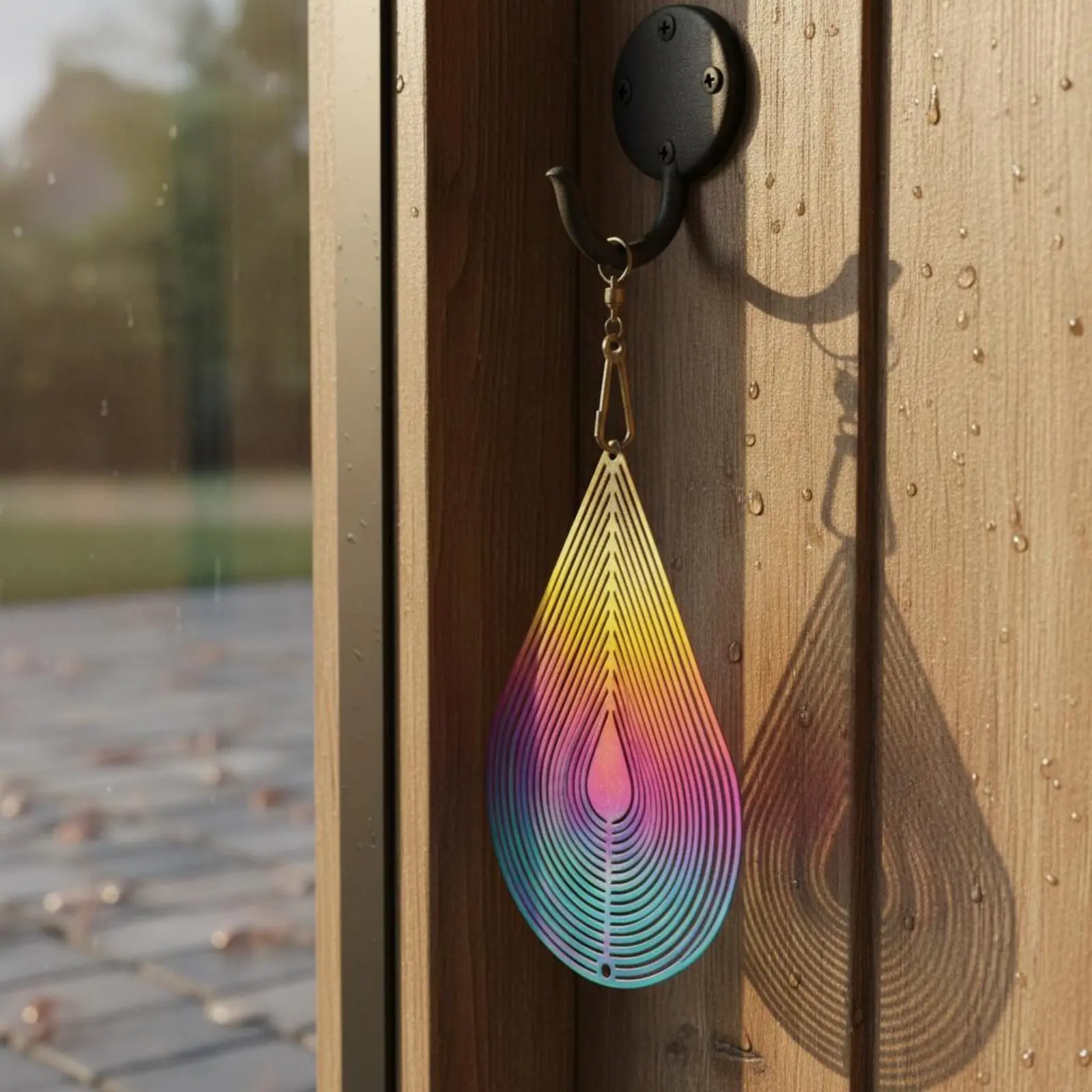 

Rotating Wind Chime 3D Twirling Raindrop Wind Chime Droplet Hanging Decor Nordic Design Decorative Gleam for Entryway, Outdoor