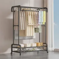 Large Clothes Rack Multilayer Bedroom Clothes Hanger Floor Standing Drying Shelf Household Portable Clothes Hats Integrated Rack