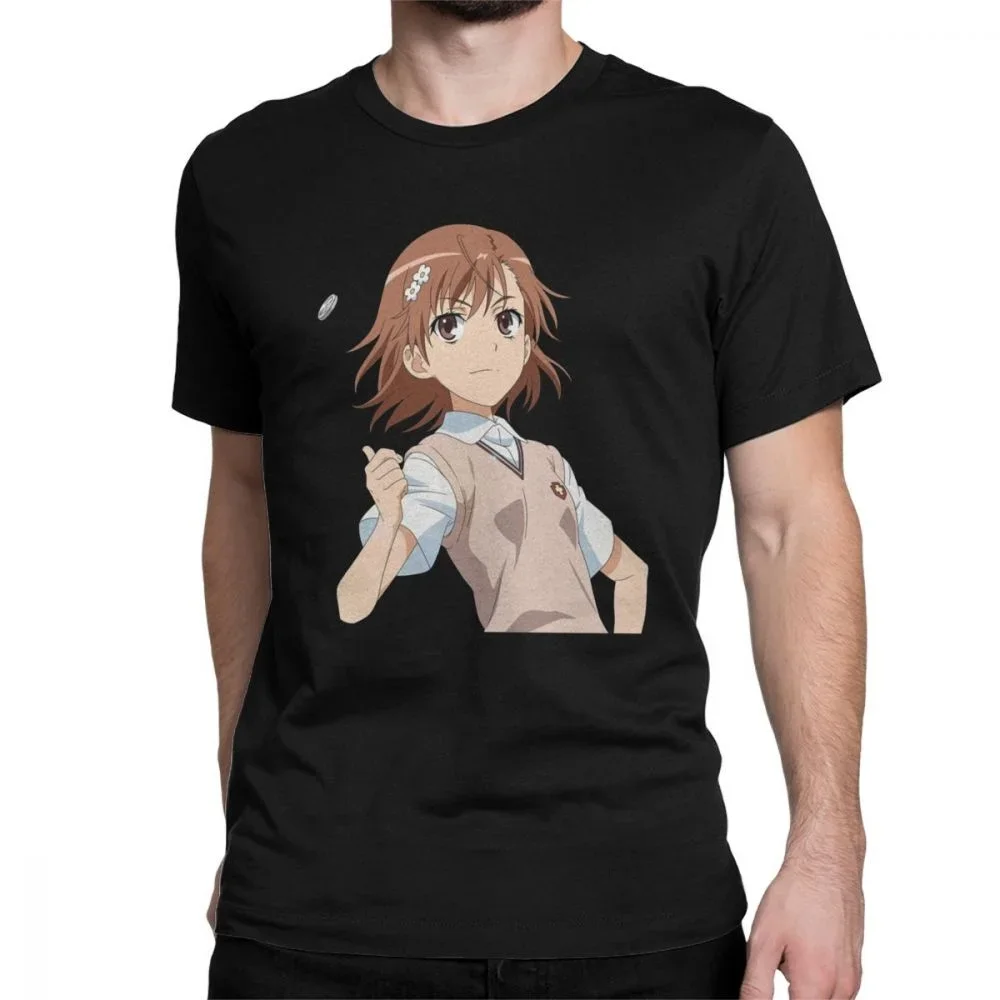 2024 Misaka Mikoto Railgun Toaru Kagaku No Railgun T Shirt Men Cotton Funny Tshirt Manga Japan Anime Men Cotton Tees Harajuku