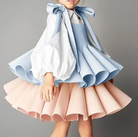 2023 Eid Easter One-piece Fack 2Pcs Wedding Brithday Party Children Dress Kids Clothes For Young Girls