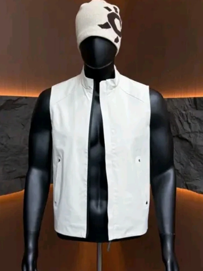 

New Men's Spring Autumn Stand Collar Vest Fashionable Versatile Cool Personality Outdoor Style Zipper Decoration Standard Fit