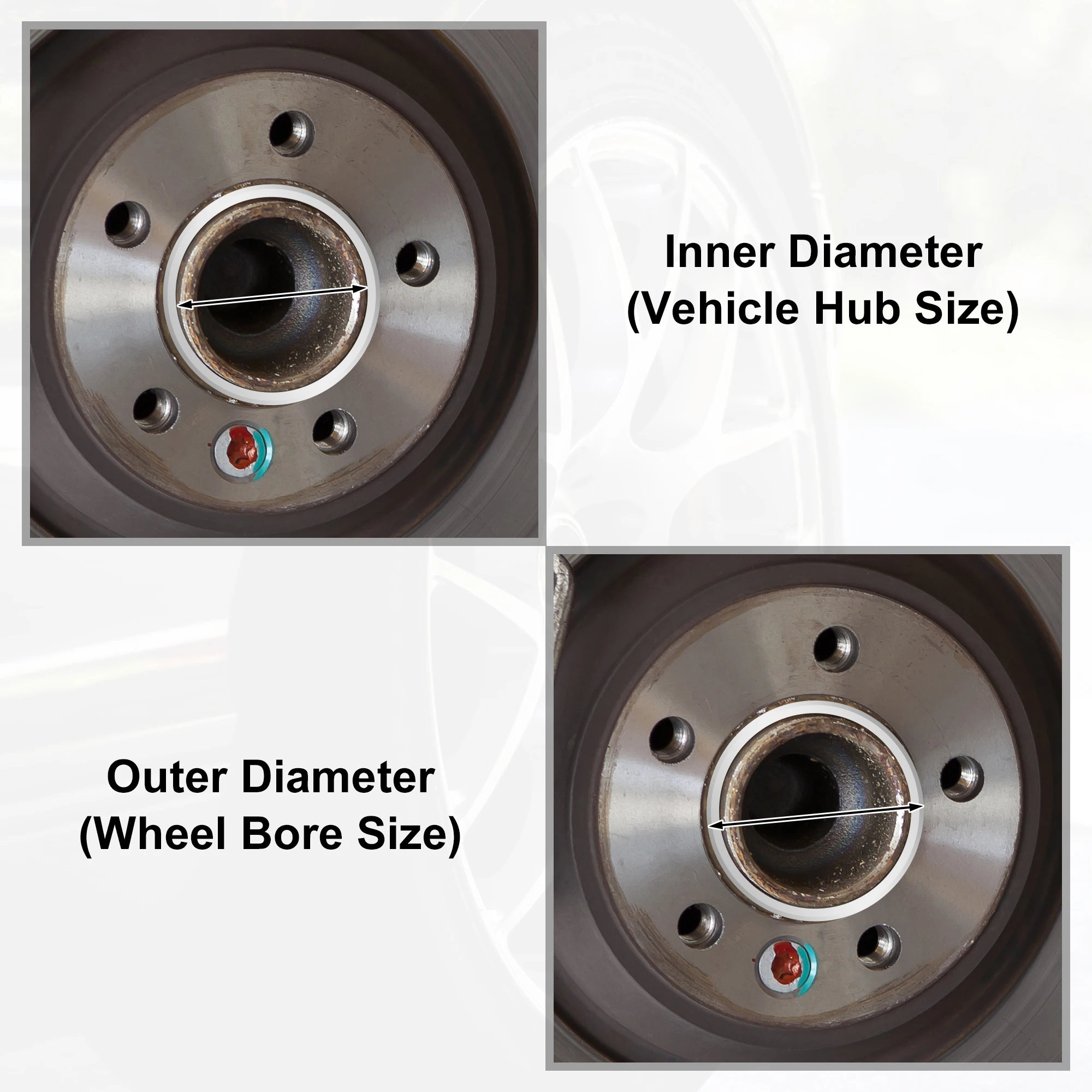 UXCELL 자동차 허브 중심 링 휠 보어 센터 스페이서, OD 58.1mm, 63.4mm, 64.1mm, 65.1mm, ID 54.1mm, 57.1mm, 66.6mm, 93.1mm, 4 개