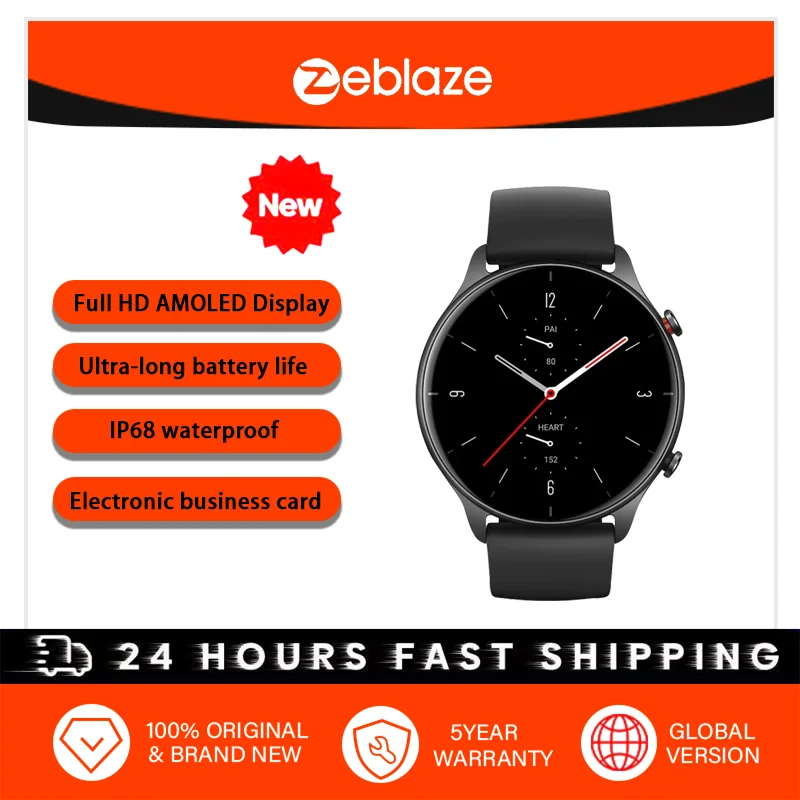 【5-летняя гарантия】Жемные часы Zeblaze GPS + ГЛОНАСС Точное позиционирование SpO2 5ATM Bluetooth 90 Встроенные спортивные режимы 95
