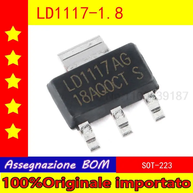 10pcs/lot   LD1117-1.8 SOT - 223 output of 1.8 V / 1 a low dropout linear regulators 