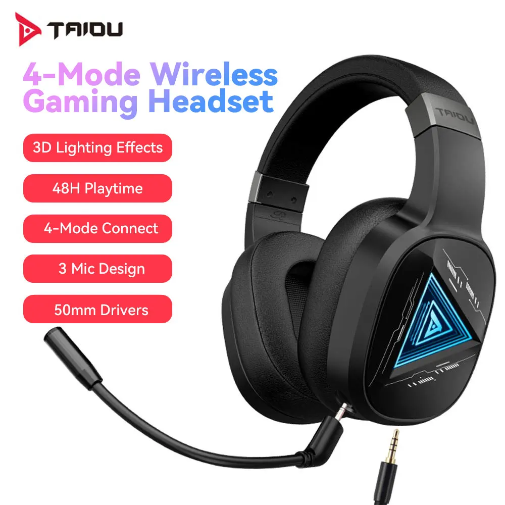 TAIDU THS320 PRO High Quality Wireless Bluetooth Headphones Surround Sound Esports Gaming Earphone  RGB Headsets  Microphones