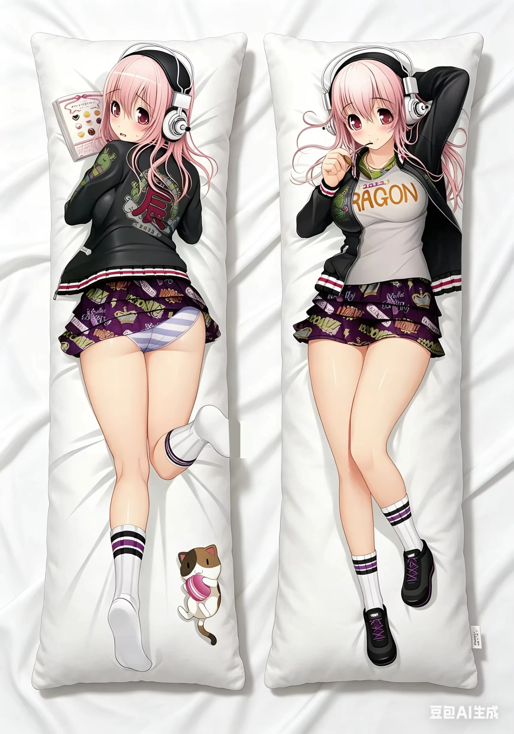 S-Super Sonico Dakimakura Cover, Anime Girl Print Body Pillow Case 50x150cm, Polyester Pillowcase for Bedroom Sofa, Otaku Home