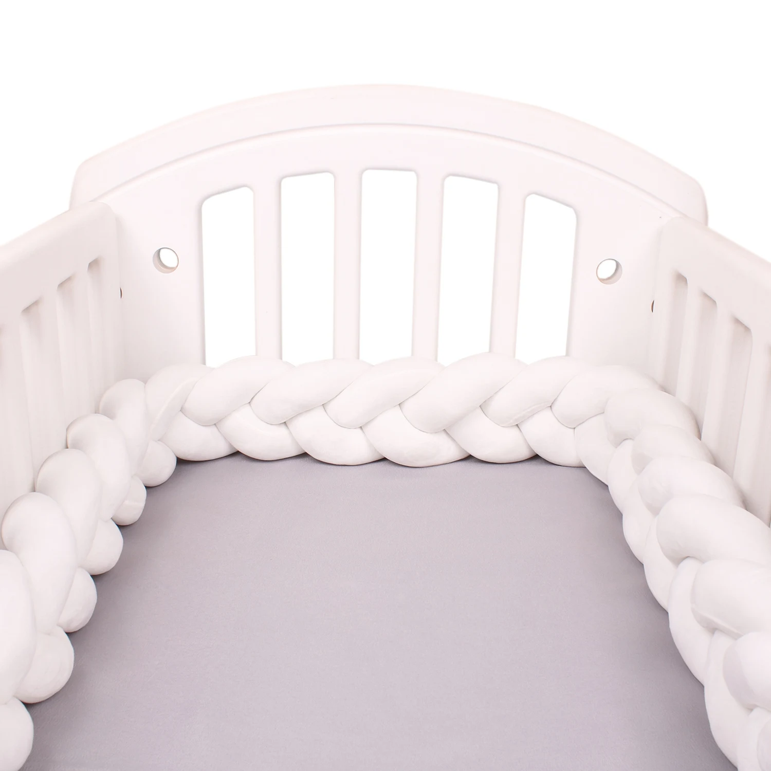 2 M Length Newborn Bumper Crib Protector Knotted Braid Pillow Pure Woven Plush Knot Baby Room Decoration