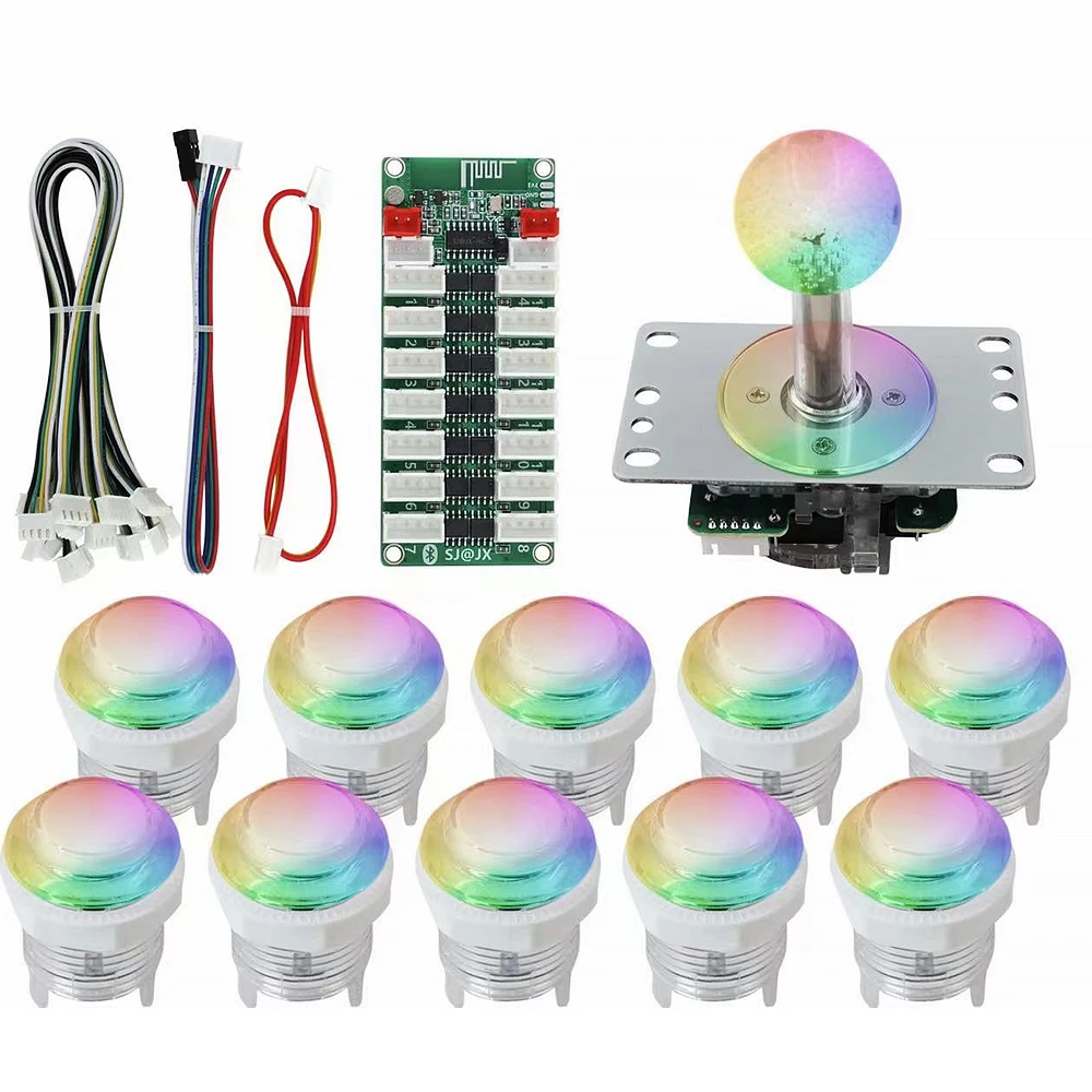 New Arcade Game Machine DIY Kit Colorful RGB Light SANWA Joystick Illuminated Push Buttons APP Control Color Controller