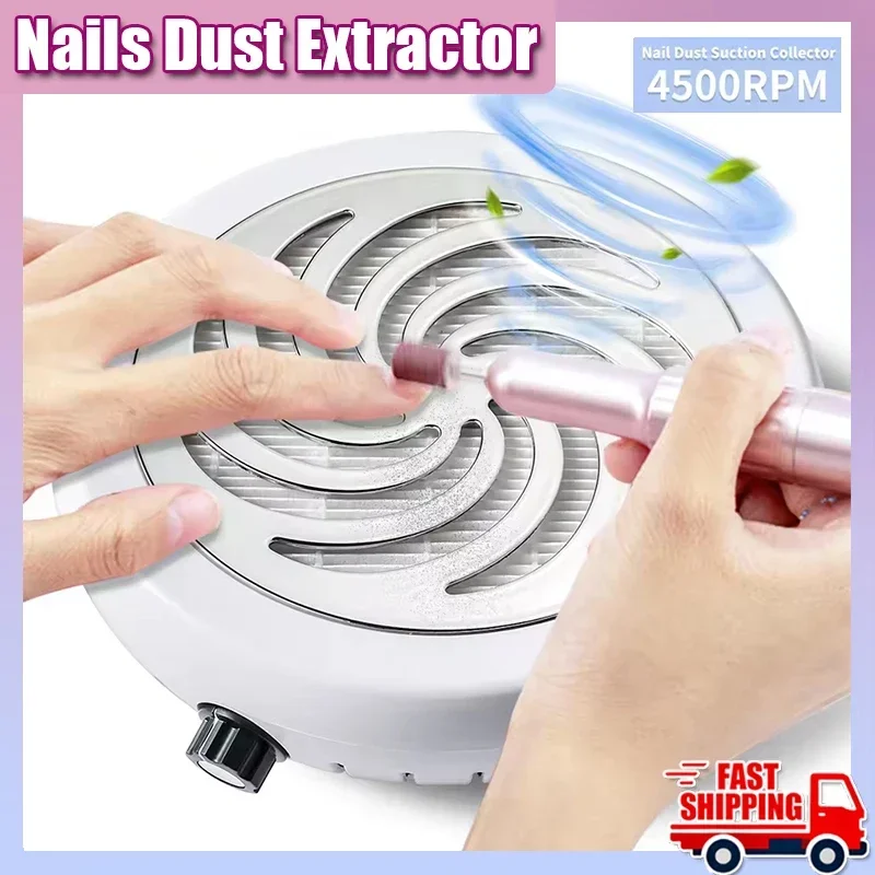 

45000 RPM Super Suction Nail Dust Collector Powerful Nails Dust Extractor Nail Art Manicure Fan Vacuum Cleaner And Filter