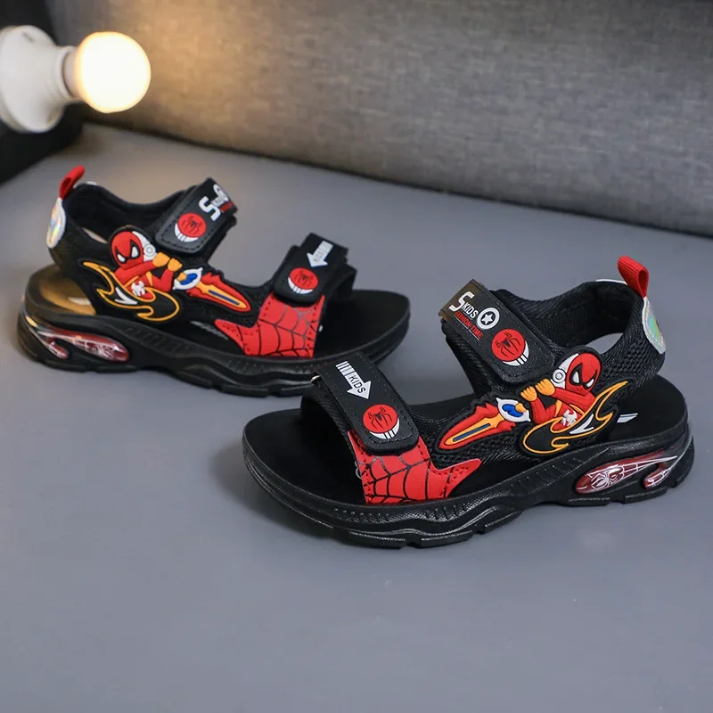 Disney Anime Spiderman Sandals for Kids Anti-slip Slippers Summer Boys Breathable Outdoor Shoes Kids Beach Shoes Size 26-37