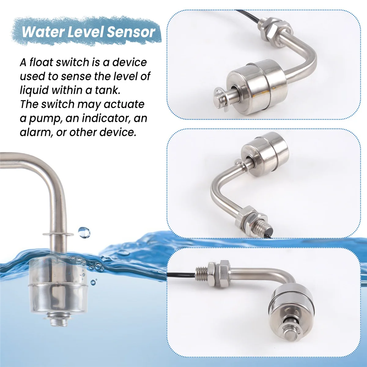 Durable Liquid Water Level Stainless Steel Right Angle Floating Switch for Aquarium