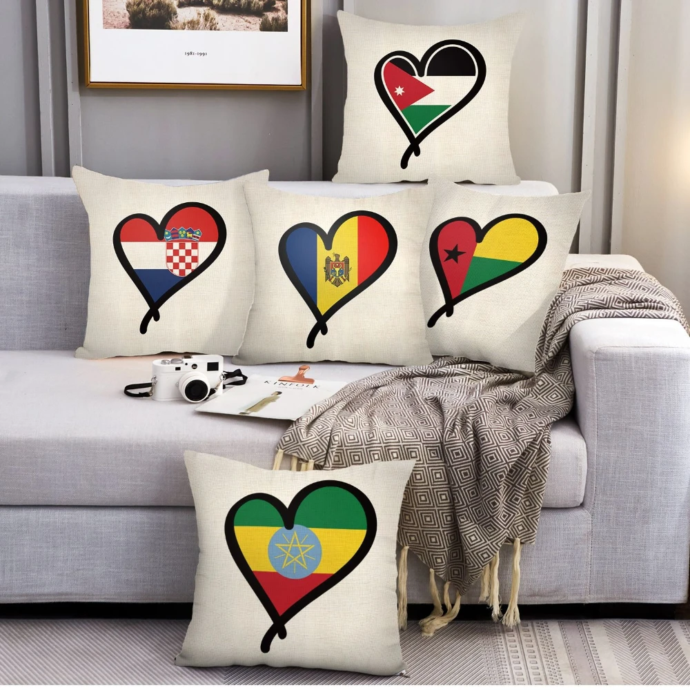 Simple heart-shaped pattern throw pillow cover with short plush print living room sofa decoration cushion cover pillow covers