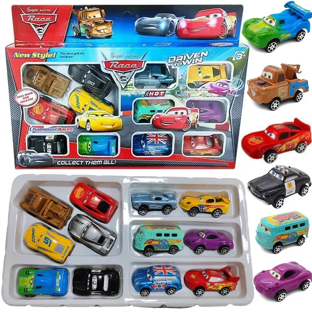 

Mini Cars Disney Pixar Cars 3 Rebound Car Model 12 PCS Lightning McQueen Jackson Storm Plastic Toys For Children Gift Boxes