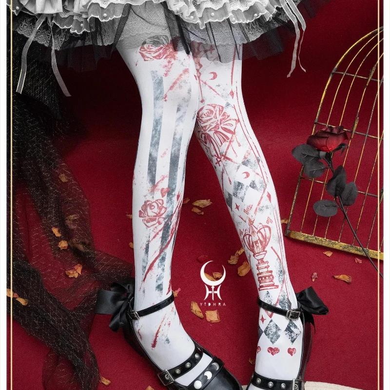 Original Design Spring Autumn New Digital Printing Lolita Women's Socks Gothic Punk Personality Creative Halloween Tights Girl