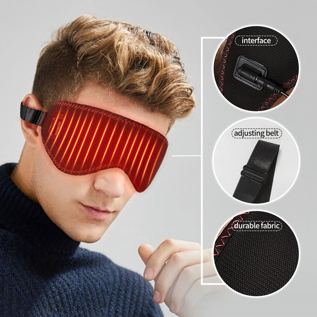 

Маска для глаз с подогревом, маска для сухих глаз с 3-мя уровнями нагрева, горячий компресс, теплый компресс, грелка для сна, темные круги