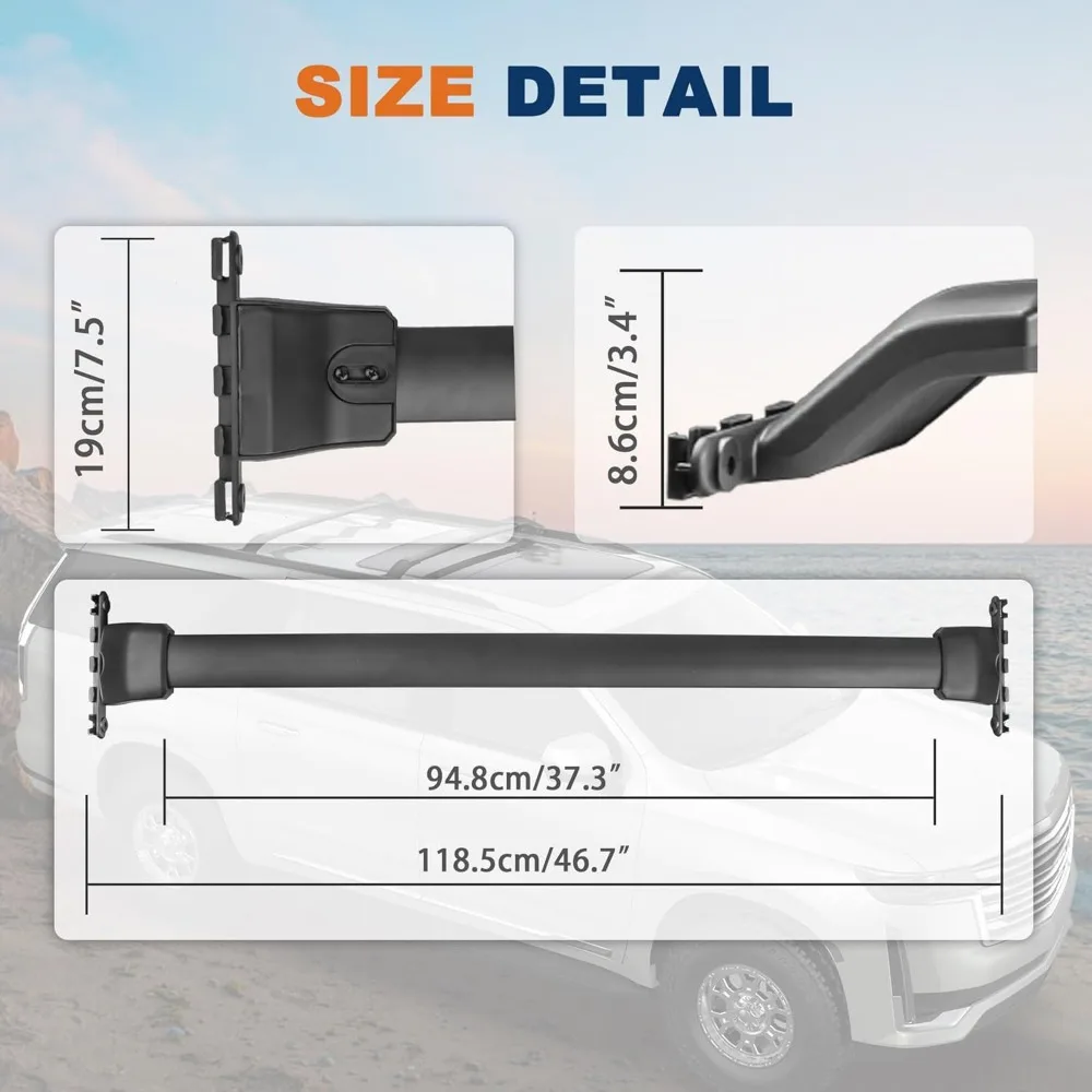 165 رطل من الألومنيوم حامل سقفي قضبان متقاطعة لسيارة Honda Pilot 2009-2015 مع قضبان جانبية، يناسب صندوق شحن قارب الدراجة وقوارب الكاياك