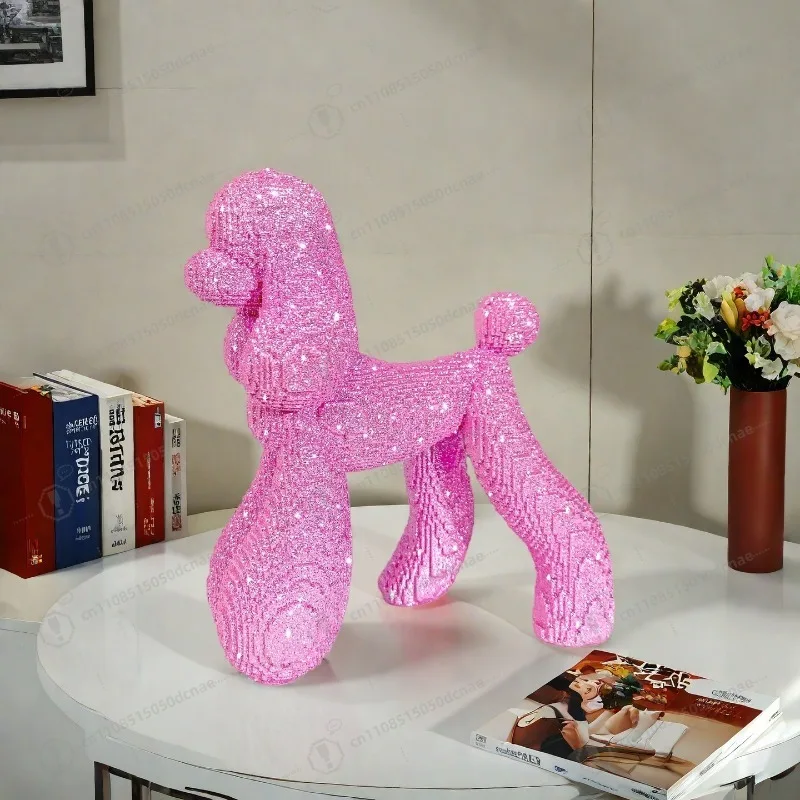 国境を越えた人気商品、パウダービルディングブロックプードルオーナメント、リビングルームワインキャビネット、ホームレジンペット犬デコレーション卸売