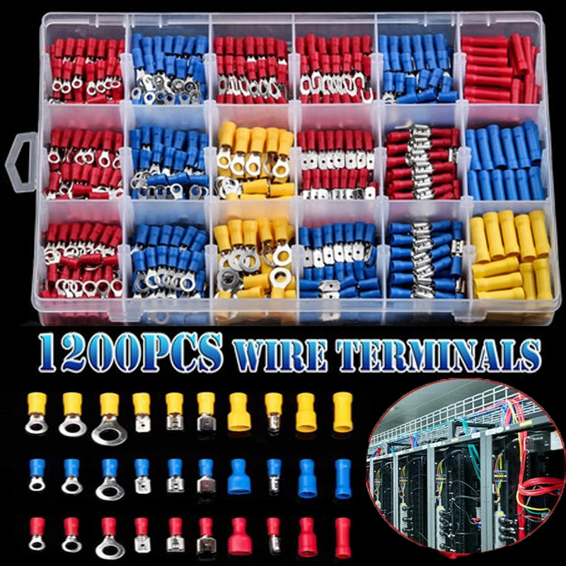 

Crimp Spade Terminal Assorted Electrical Wire Cable Connector Kit Crimp Spade Insulated Ring Fork Spade Butt Set