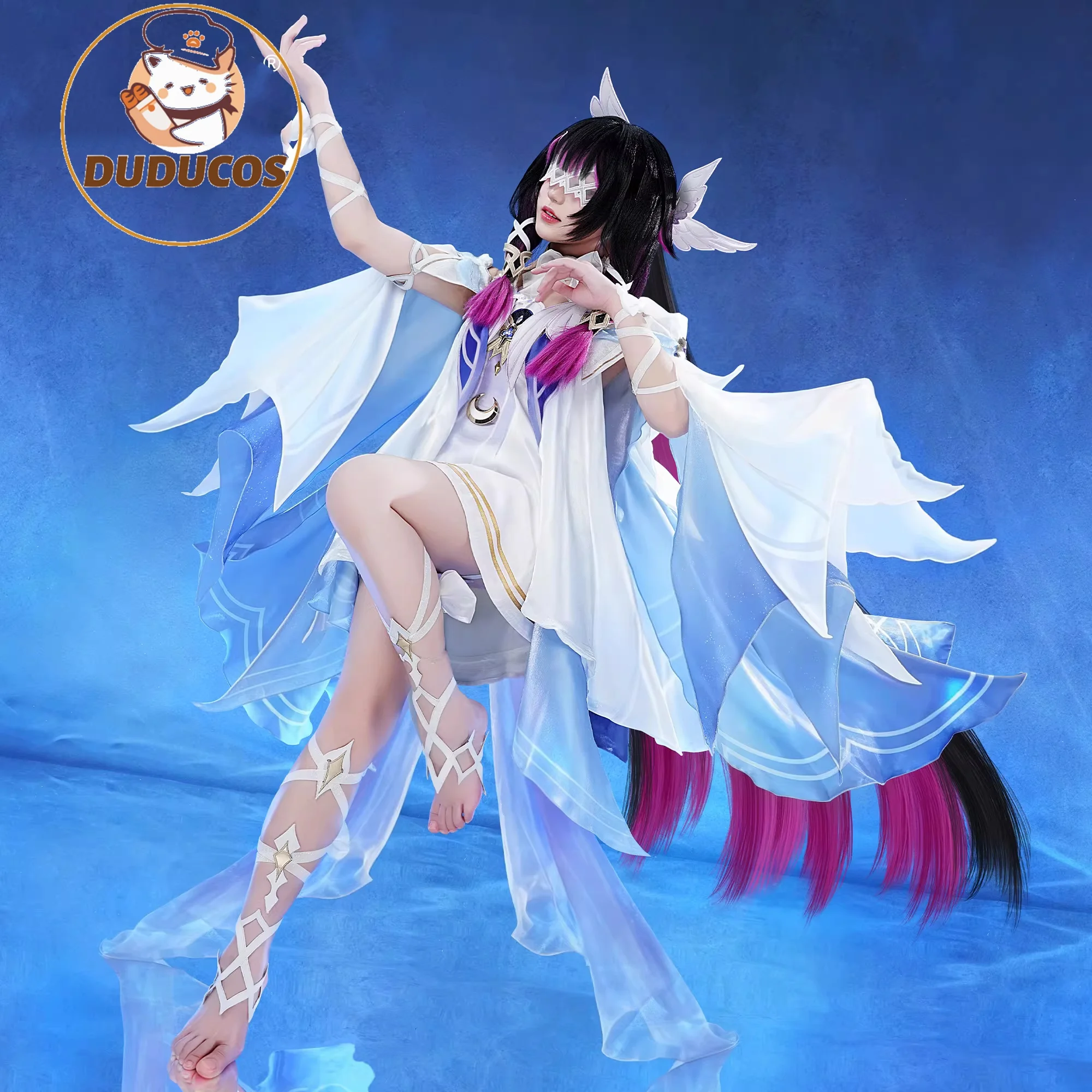 DUDU-SR Columbina Cosplay Kostüm aus dem Spiel Genshin Impact, Columbina 'Damselette' Snezhnaya Cosplay-Kostüm für Halloween