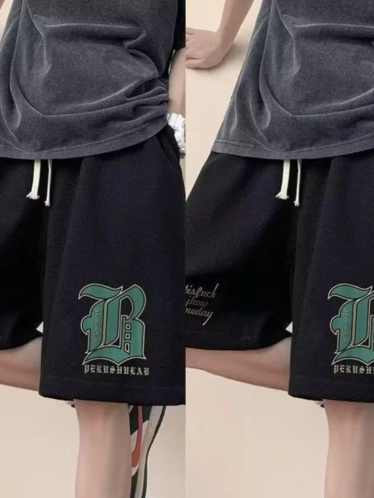 

Мужские летние повседневные шорты из ледяного шелка: модные, дышащие, быстросохнущие, тонкие, свободные, для улицы, спорта, бега, пляжа, бриджи до колена