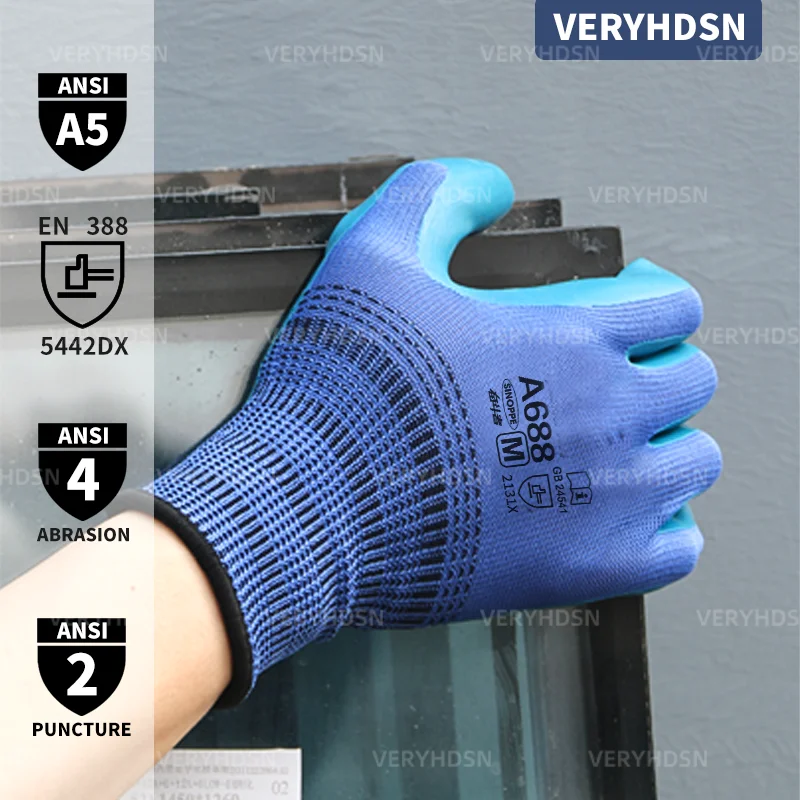 

3 Pairs Light Duty Work Gloves Polyurethane Coated High Performance Knit Wrist Cuff Touchscreen Firm Non-Slip Grip Cut-Resistant