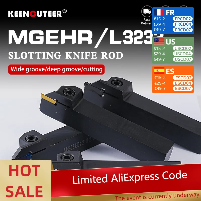 

MGEHR3232 Series CNC Lathe Grooving Insert Holder MGMN200 MGMN300 Turning Tool Inserts Compatible with MGEHR3232-2/-3/-5/-6