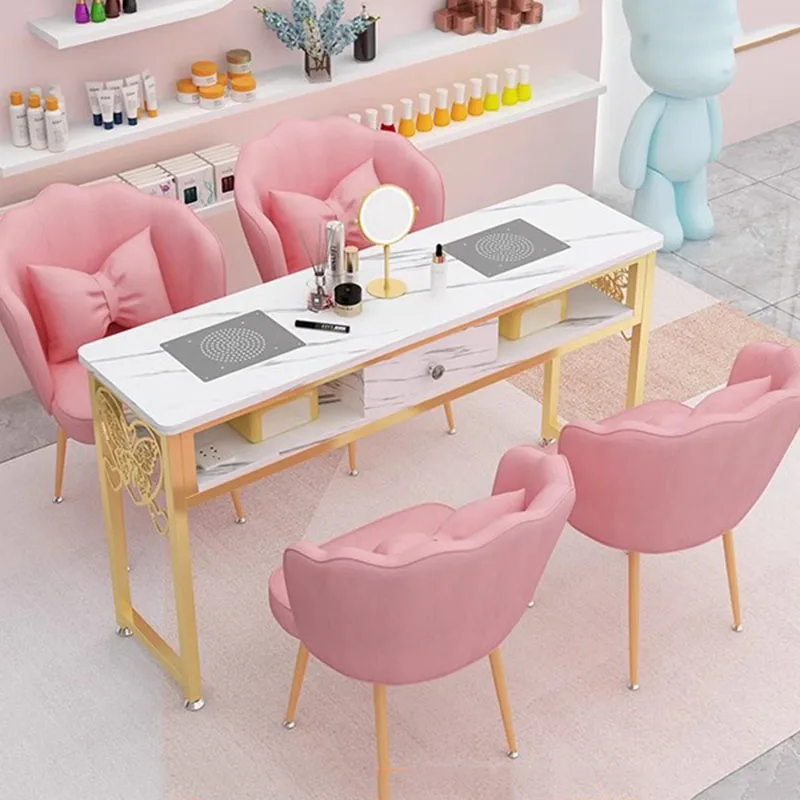 Light Luxury Nail Table Vacuum Cleaner Multi Functional Nail Table Art Small Vanity Onglerie Professionnel Salon Furniture