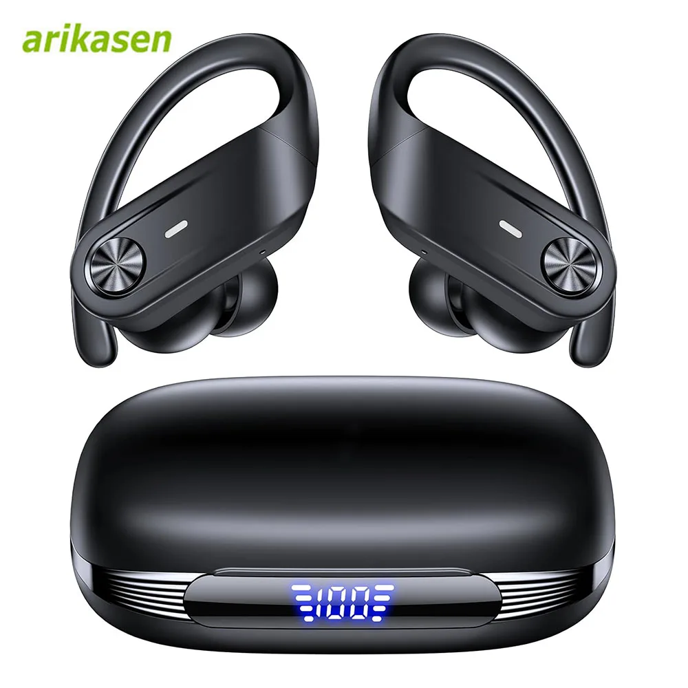 Bluetooth Headphones V5.3 Wireless TWS Earphones Button Control IPX7 Waterproof Sport Earbuds 4 Microphones ENC HD Call Headsets