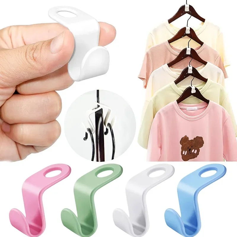 5-20PCS Wardrobe Hanger Hooks Organizer Connect Multifunction Cascading Plastic Bedroom Wardrobe Storage Space Saving Coat Hook