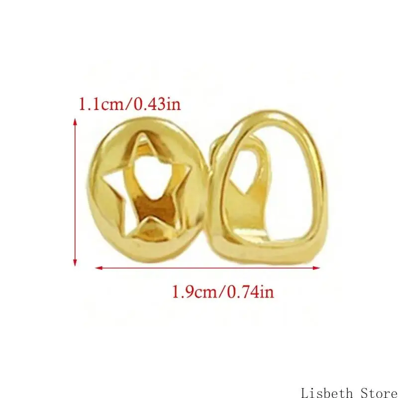 124A العصرية الهيب هوب الأسنان الأنياب شكل نجمة مستديرة النحاس الجسم مجوهرات لتأثيري #6