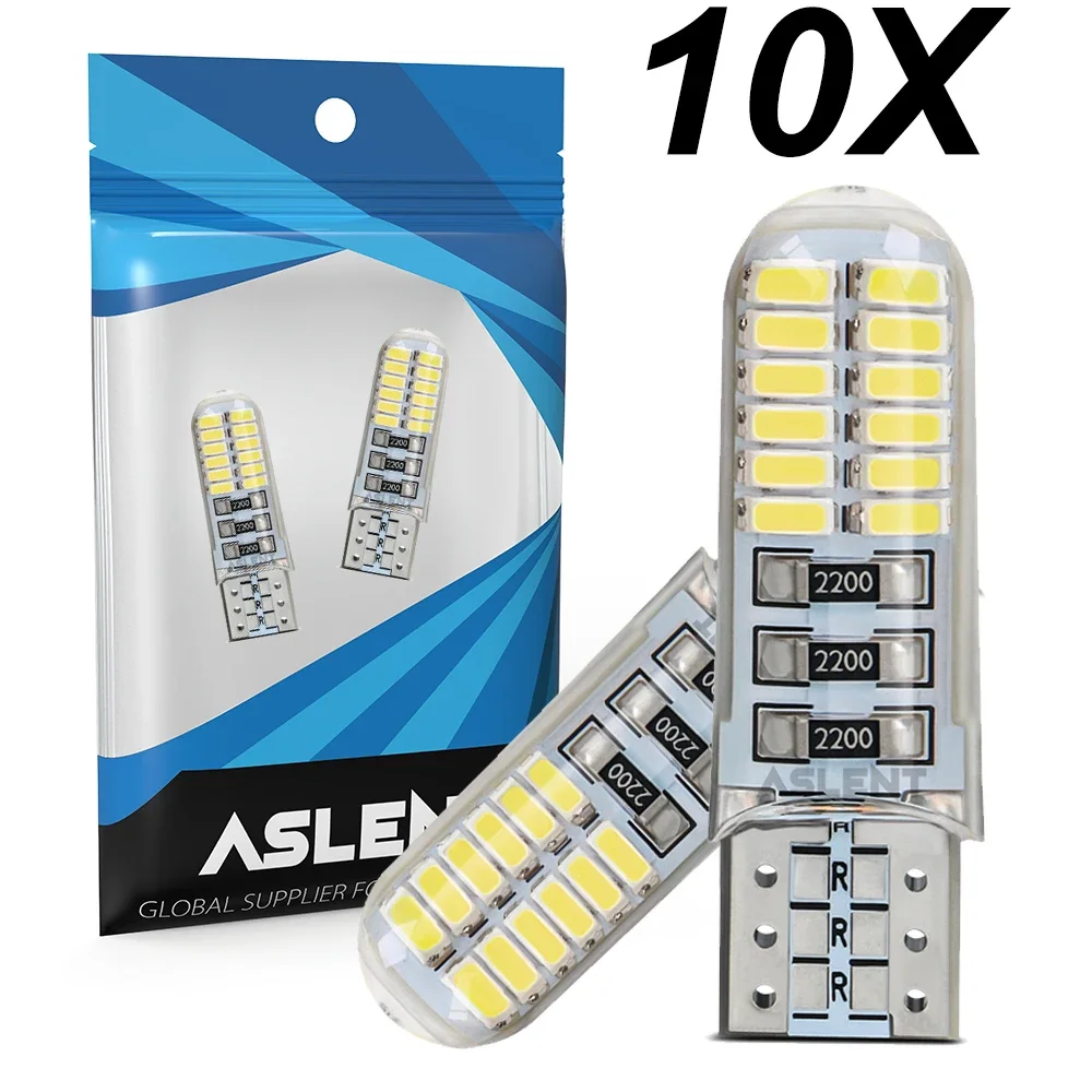 

10 шт., силиконовые светодиодные лампы T10 3014 24SMD W5W 192 168