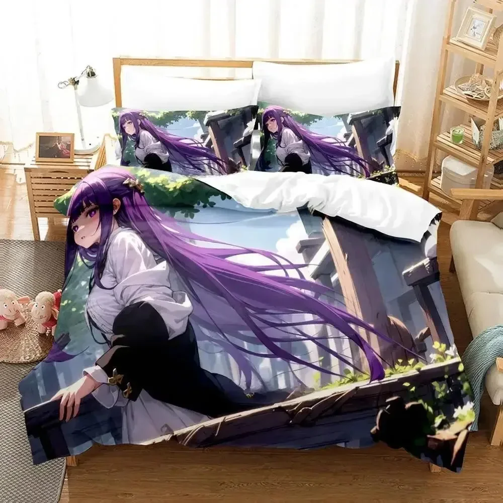 New Frieren Bedding Set Single Twin Full Queen King Size Bed Set Adult Kid Bedroom Duvet cover Sets 3D Print Anime Bed Sheet Set